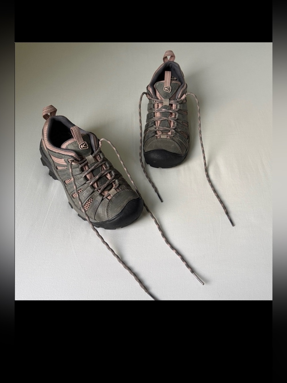 KEEN VOYAGEUR LEATHER HIKING SHOES VENTED LOW Fawn Drizzle 7M 37.5 EUC 1027369